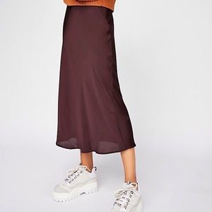 🌿Free People Normani Bias Maxi Skirt in Burgundy